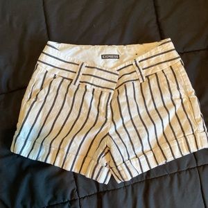 White with black stripe shorts